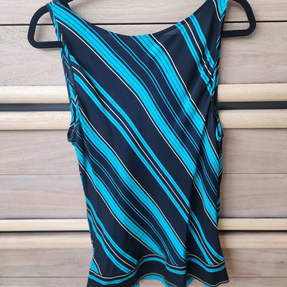 Gorgeous teal & black 90s silk sleeveless blouse by Alfani - Picture 4 of 5